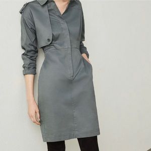BCBGMaxAzria Long Sleeve Trench Dress  Castor Grey/Green Size XS